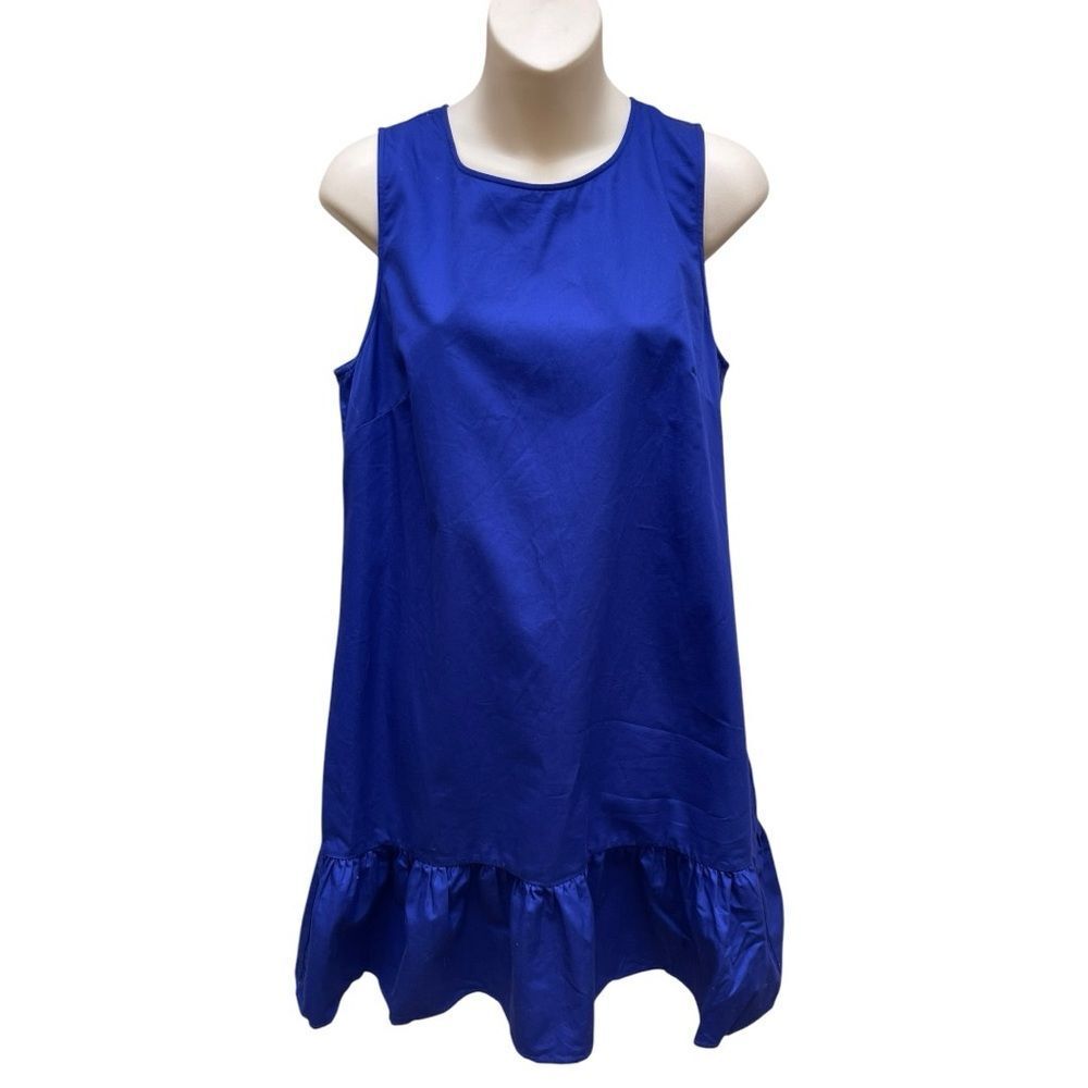 J. Crew Factory Royal Blue Ruffle Hem Dress Tie Back Sleeveless Women’s Medium